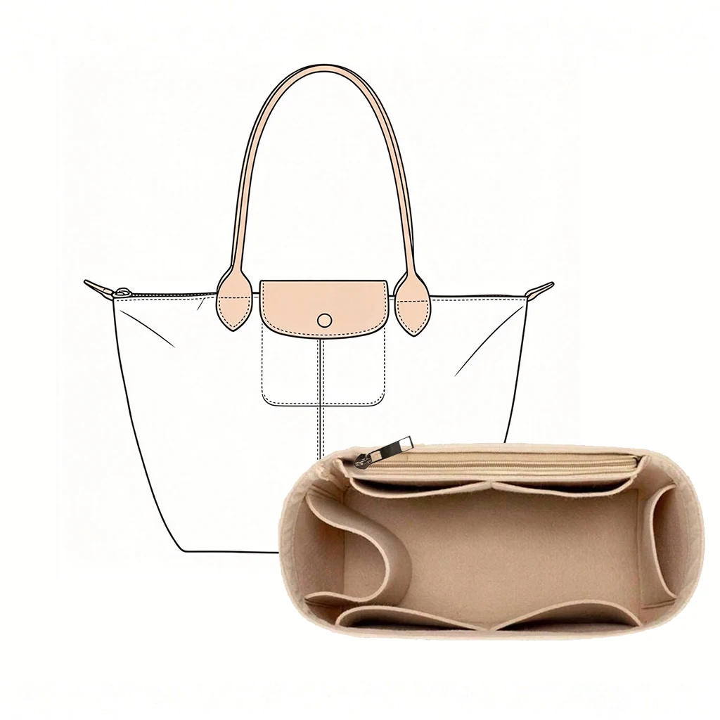 Cosmetic Bags - バッグ用オーガナイザー、フェルト製、ハンドバッグ用仕切り、女性用化粧品収納、トートバッグ用、化粧品の型崩れ防止