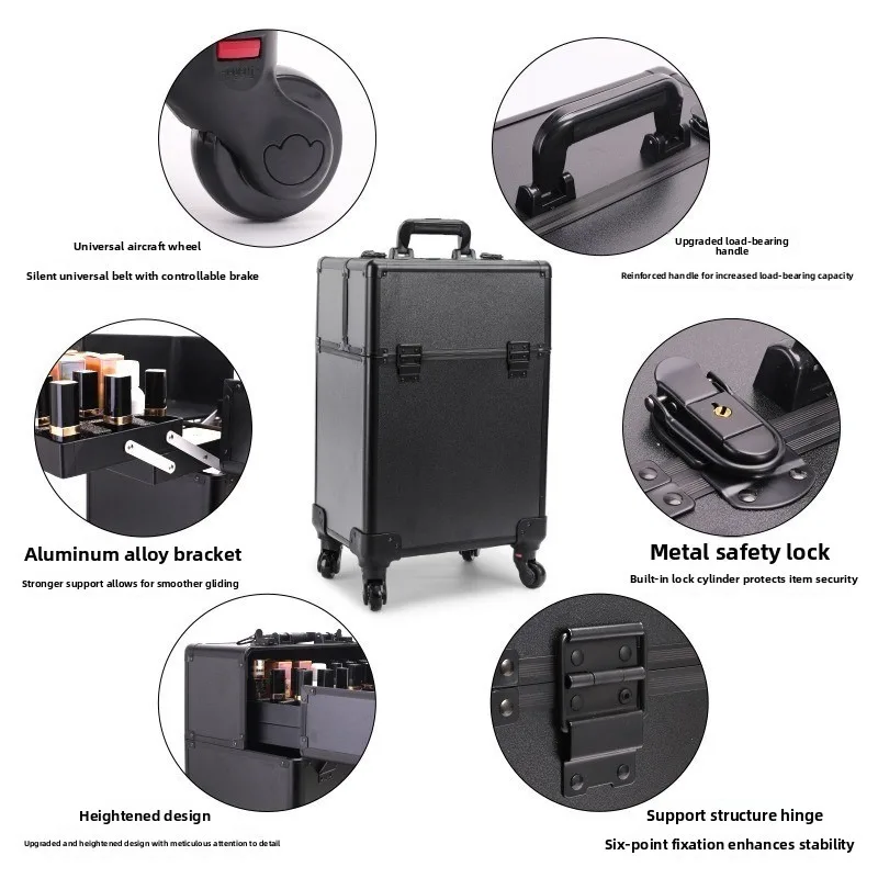 キャスター付きの化粧品収納ケース。大容量で多層構造。プロ仕様 - Luggage のレビューと価格