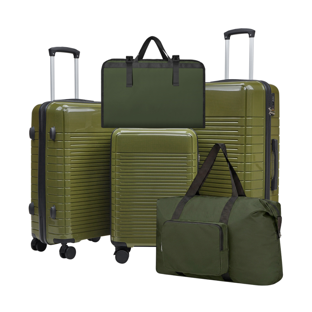 5点セットのPP製ハードシェルスーツケース。20インチ、24 - Spinner Wheel Rolling Suitcase 20 Inch のレビューと価格