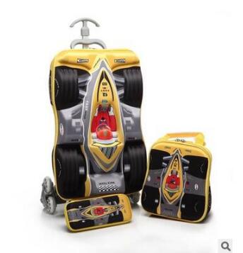 3D ボーイズカー型トロリースーツケース 子供用キャリーバッ - Foldable Rolling Luggage Bag のレビューと価格